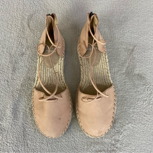 Eileen Fisher D'Orsay Woman's Espadrille Flat Sandal Size 5.5 Tan Leather Zip - Picture 7 of 9